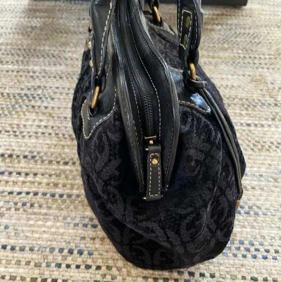 Fossil Black Velour Satchel Tote Limited Edition Bag